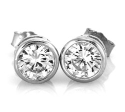 Srebrne kolczyki z cyrkonią, błyszczące