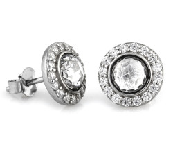 Srebrne kolczyki markiza z cyrkoniami