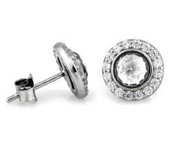 Srebrne kolczyki markiza z cyrkoniami