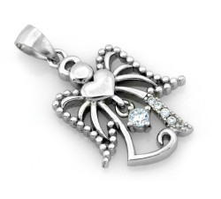Zawieszka srebrna aniołek z cyrkoniami na łańcuszek