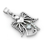 Zawieszka srebrna aniołek z cyrkoniami na łańcuszek