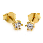 Kolczyki srebrne pozłacane na sztyfcie z cyrkonią