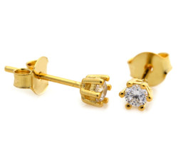 Kolczyki srebrne pozłacane na sztyfcie z cyrkonią