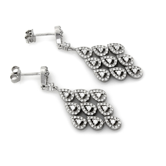 Srebrne kolczyki wiszące z cyrkoniami