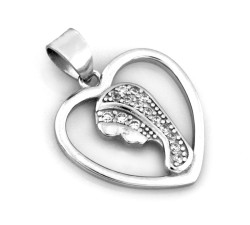 Srebrna przywieszka serce z Matką Bożą