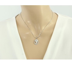 Srebrna zawieszka medalik owalny z cyrkoniami