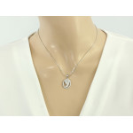 Srebrna zawieszka medalik owalny z cyrkoniami