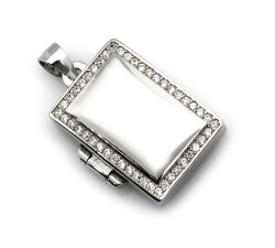 Zawieszka srebrne prostokątne puzderko na fotografię