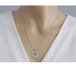 Zawieszka srebrna okrągła znak zodiaku bliźnięta
