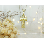 Zawieszka srebrny pozłacany krzyżyk z pasyjką