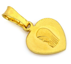 Medalik srebrny pozłacany małe serce z Matką Boską