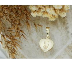 Medalik srebrny pozłacany małe serce z Matką Boską