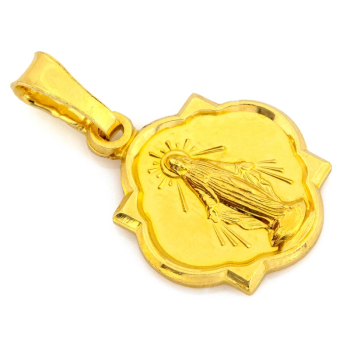 Medalik srebrny pozłacany szkaplerz dwustronny