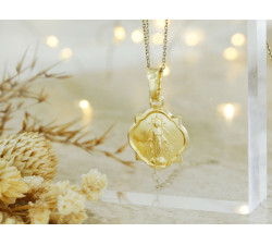 Medalik srebrny pozłacany szkaplerz dwustronny