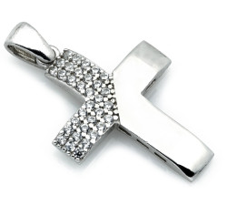 Srebrny krzyżyk z cyrkoniami wisiorek