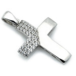 Srebrny krzyżyk z cyrkoniami wisiorek