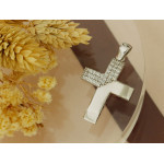 Srebrny krzyżyk z cyrkoniami wisiorek