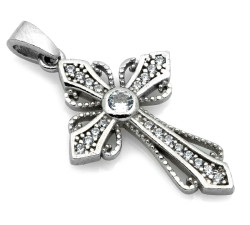 Srebrny krzyżyk z cyrkoniami na łańcuszek