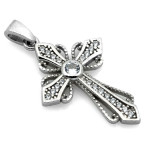 Srebrny krzyżyk z cyrkoniami na łańcuszek