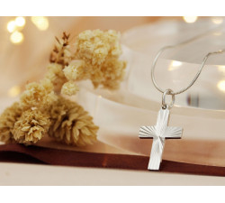 Krzyżyk srebrny frezowany bez wizerunku