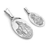 Medalik srebrny dwustronny Serce Jezusa Matka Boska