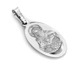 Medalik srebrny dwustronny Serce Jezusa Matka Boska