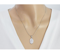 Medalik srebrny dwustronny Serce Jezusa Matka Boska