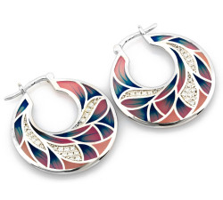 Srebrne kolczyki koła z cyrkoniami, rodowane, na prezent