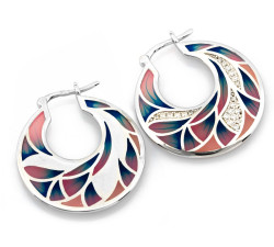 Srebrne kolczyki koła z cyrkoniami, rodowane, na prezent