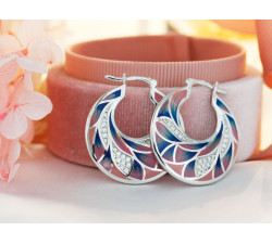 Srebrne kolczyki koła z cyrkoniami, rodowane, na prezent