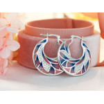 Srebrne kolczyki koła z cyrkoniami, rodowane, na prezent