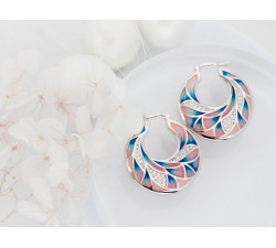 Srebrne kolczyki koła z cyrkoniami, rodowane, na prezent