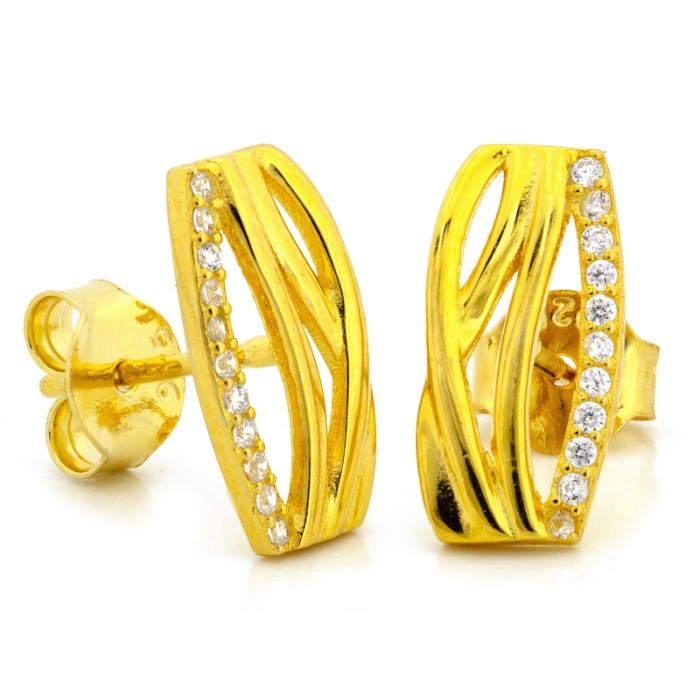 Srebrne kolczyki pozłacane z cyrkoniami