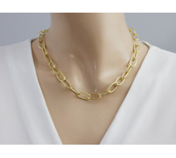 Srebrny naszyjnik pozłacany z dużych owalnych ogniw