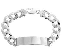 Srebrna bransoleta pancerka z blaszka pod grawer