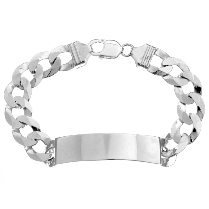 Srebrna bransoleta pancerka z blaszka pod grawer