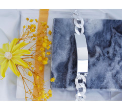 Srebrna bransoleta pancerka z blaszka pod grawer