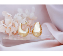 Srebrne kolczyki duże pozłacane modne krople