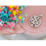 Zawieszka srebrna okrągła z drzewkiem szczęścia z cyrkoniami