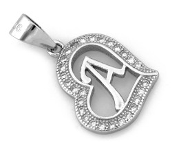 Srebrna zawieszka serce z literką A