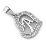 Srebrna zawieszka serce z literką A