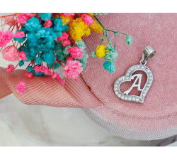 Srebrna zawieszka serce z literką A