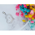 Zawieszka srebrna serce z cyrkoniami z literką K