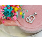 Zawieszka srebrna serce z cyrkoniami z literką K