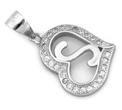 Zawieszka srebrna serce z literką S