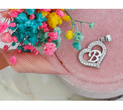 Zawieszka srebrna serce z cyrkoniami z literką B