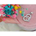 Zawieszka srebrna serce z cyrkoniami z literką B