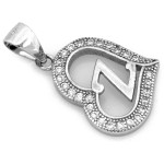 Zawieszka srebrna serce z cyrkoniami i literką Z