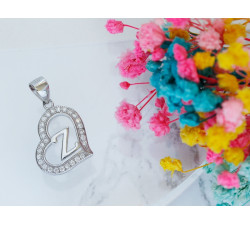 Zawieszka srebrna serce z cyrkoniami i literką Z