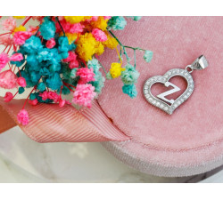 Zawieszka srebrna serce z cyrkoniami i literką Z